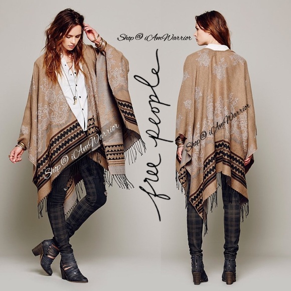 Free People *rare* fringe ruana blanket wrap *shop@iamwarrior - Picture 3 of 10